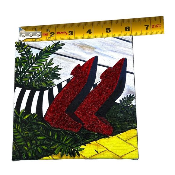 DOROTHY’S RUBY SLIPPERS WIZARD OF OZ SIGNED EMBELLISHED GICLEE ON CANVAS 6”x6” - Picture 10 of 15